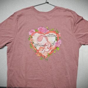 T-shirt Mauve With Black Lettering